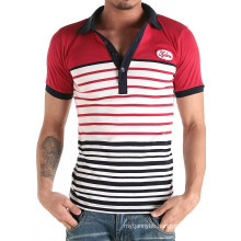 Custom Contrast Stripe Wholesale Cotton Men Polo T-Shirt